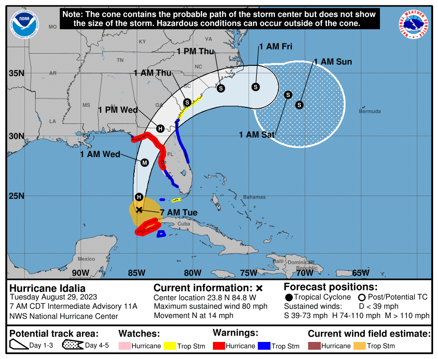 Hurricane Idalia as of 8 a.m. EST