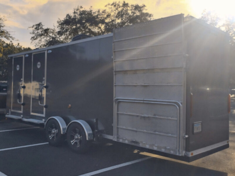 Portable shower trailer for the homeless to be on display